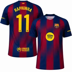 2025/26 Home Red Blue Soccer Jersey Raphinha #11 Fan Version