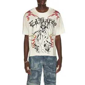Ed Hardy By Appointment Only Reaper Cropped Boxy Tee in Vintage Ivory