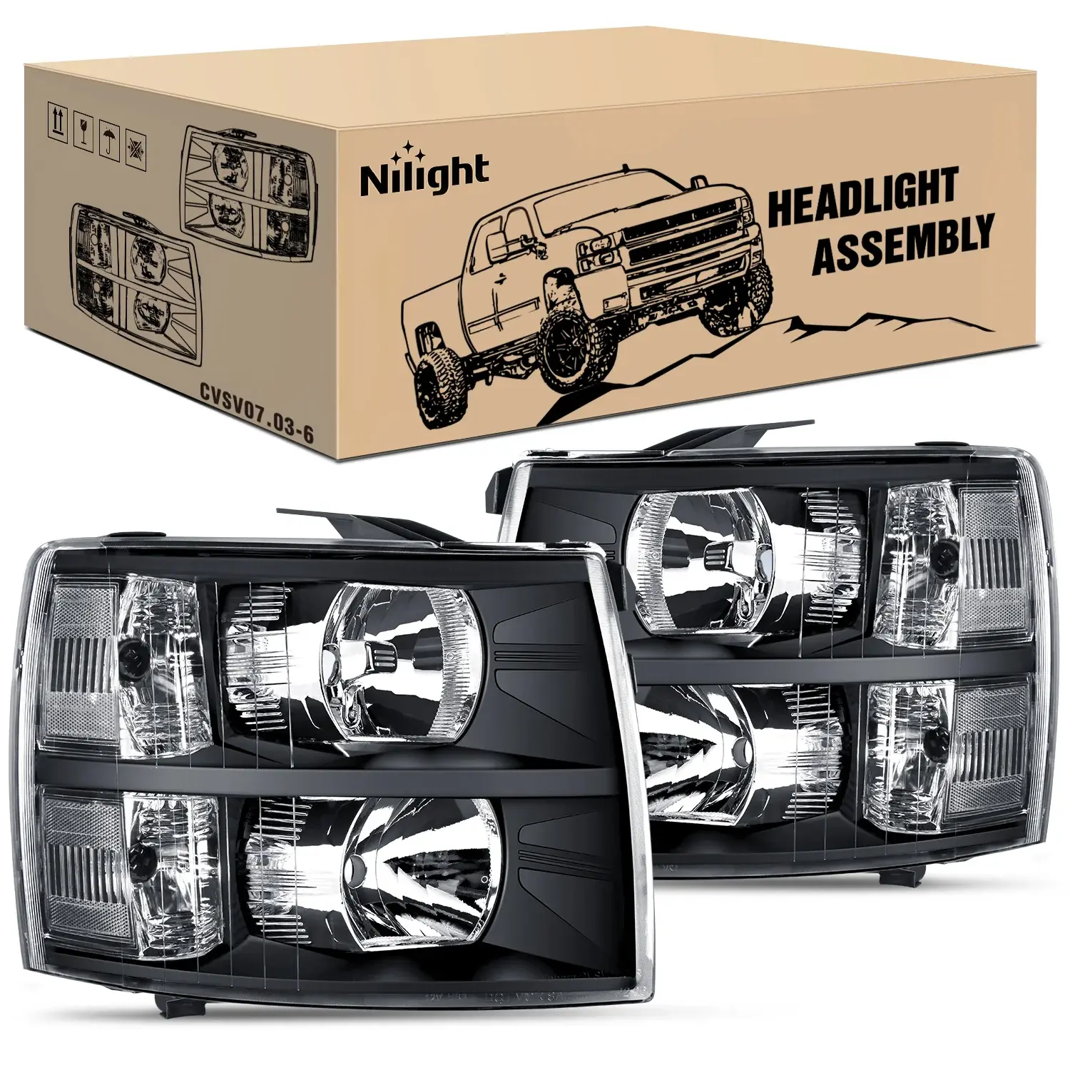 Nilight 2007 2008 2009 2010 2011 2012 2013 Chevy Silverado 1500 2007 2008 2009 2010 2011 2012 2013 2014 Silverado 2500HD 3500HD Headlight Assembly Black Case Clear Reflector, Led Headlight Kit, Anti-Fogging Truck  Summervibes
