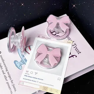 Cute bow-knot magnetic phone case grip with a stand, featuring stable hold, easy installation and wireless charging support, suitable for iPhone magnetic stands Stand Smartphone Cellphone Mount Cellphone Mount Mount