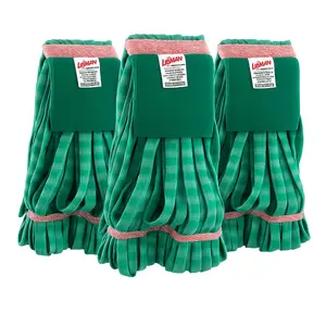 Libman Commercial Large Microfiber Looped-End Wet Mop Head with Scrub Pad, 3 Pack Refill, Heavy Duty, High Absorbency