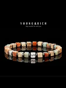 Young&rich Natural Shoushan Stone 4mm Vintage Fashion Accessory, Unique Bracelet for Men and Women, Perfect Gift Idea