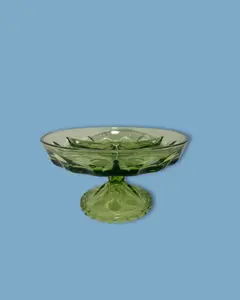 Vintage Hazel Atlas Avocado Green Glass Pedestal Dish