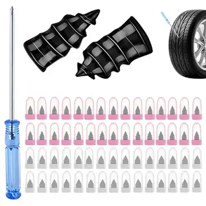 60Pcs Tire Repair Screws Plugs, Self-service Tyre Repair Vacuum Rubber Nails Kit for Car/Motorcycle/Truck/Tractor Puncture Fast Tyre Repair Supplies