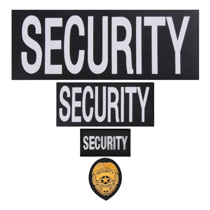 Rothco Security Patches & Hat Patch Set for Adults - Cotton, Rugged Polyester, Bold White 'Security' Lettering, High Visibility, 2 Sizes (2.5in x 5.75in, 4in x 10.75in), ISO-Certified Durable, All Weather Conditions, Hook Back Attachment, Gear-Covering