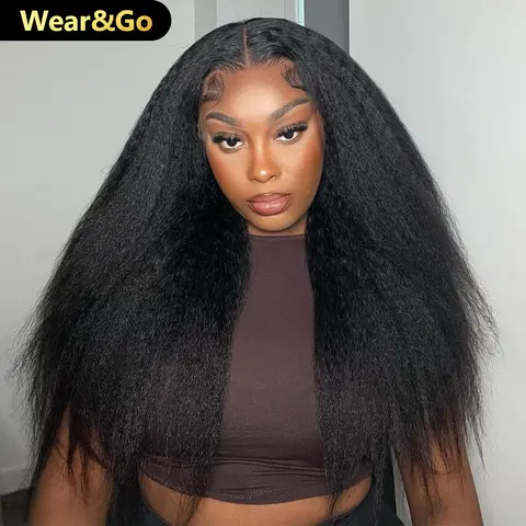 [NEW IN] OQHAIR Kinky Straight Hair Wear Go Glueless Wigs 180% Density 7x5 Pre Cut HD Lace Closure Wigs Pre Plucked Natural Hairline #TikTokShopFallDealsForYou