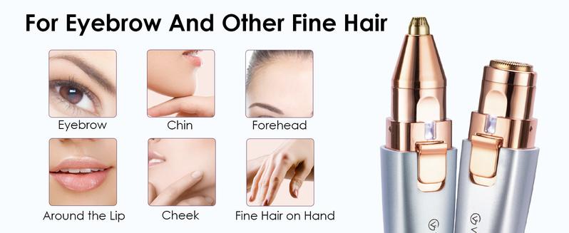 Eyebrow Facial Trimmer: 2 in1 Rechargeable Facial Hair Removal and Eyebrow Electric Shaver - Face Lips Body Painless Facial Razor Daily Comfort Eyebrow Facial Trimmer: 2 in1 Rechargeable Facial Hair Removal and Eyebrow Electric Shaver - Face Lips Body Painless Facial Razor Daily Comfort