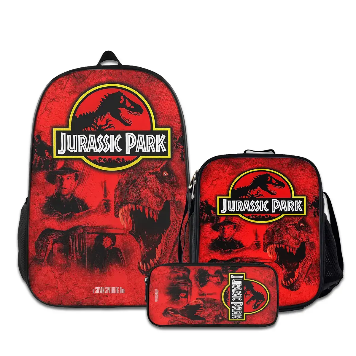 3PCS Backpacks for Girls Set, Cute Jurassic-Park-5 School Backpack for Boys with Lunch Box and Pencil Case, Aesthetic Bookbag for Teens, Lightweight Classic Backpack for Travel, Work, Picnic