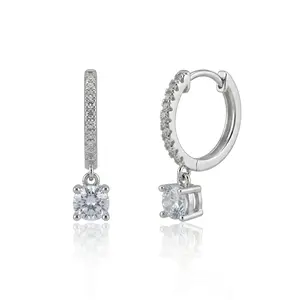 Sofia Drop Huggies In Platinum