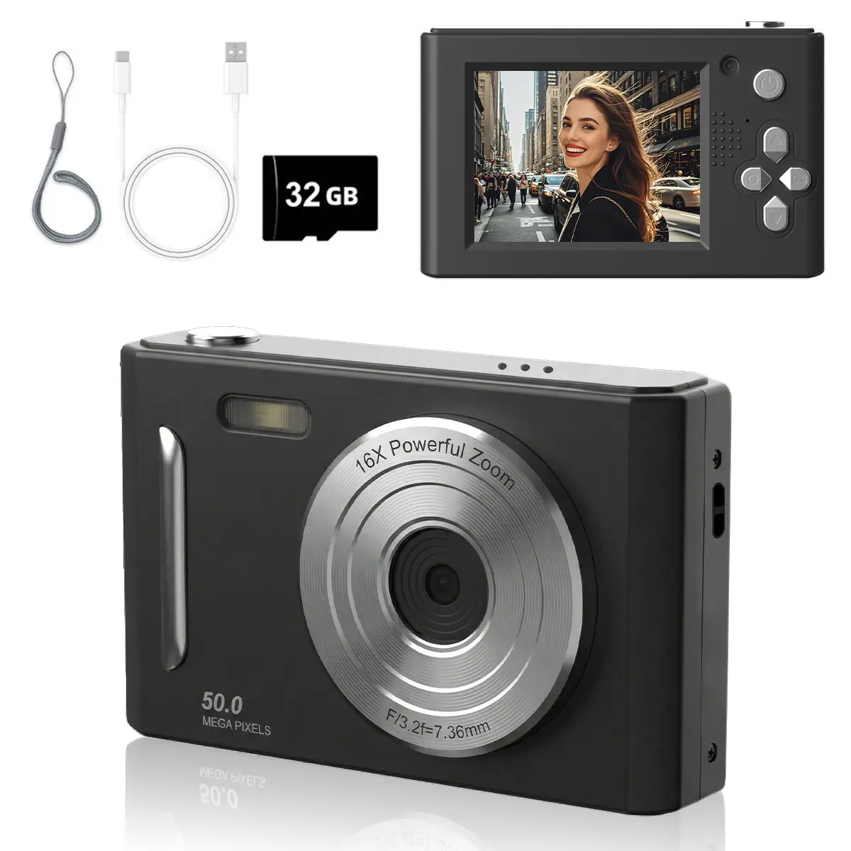 Sohochic Entry-Level FHD 1080P Compact Electronic Digital Pocket Camera with 2.4" Screen, CCD Sensor, Filter Modes, 32G SD Card Included, Ideal Tech Gift for Students (TikTokShopBackToSchool)