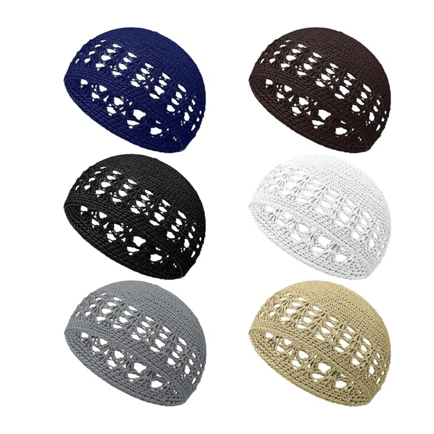 6Pcs Knit Kufi Hats Crochet Beanie Skull Caps Solid Colors Knit Cap Stretchy Knitted Crochet Hat for Men Women Teens - Home Improvement.
