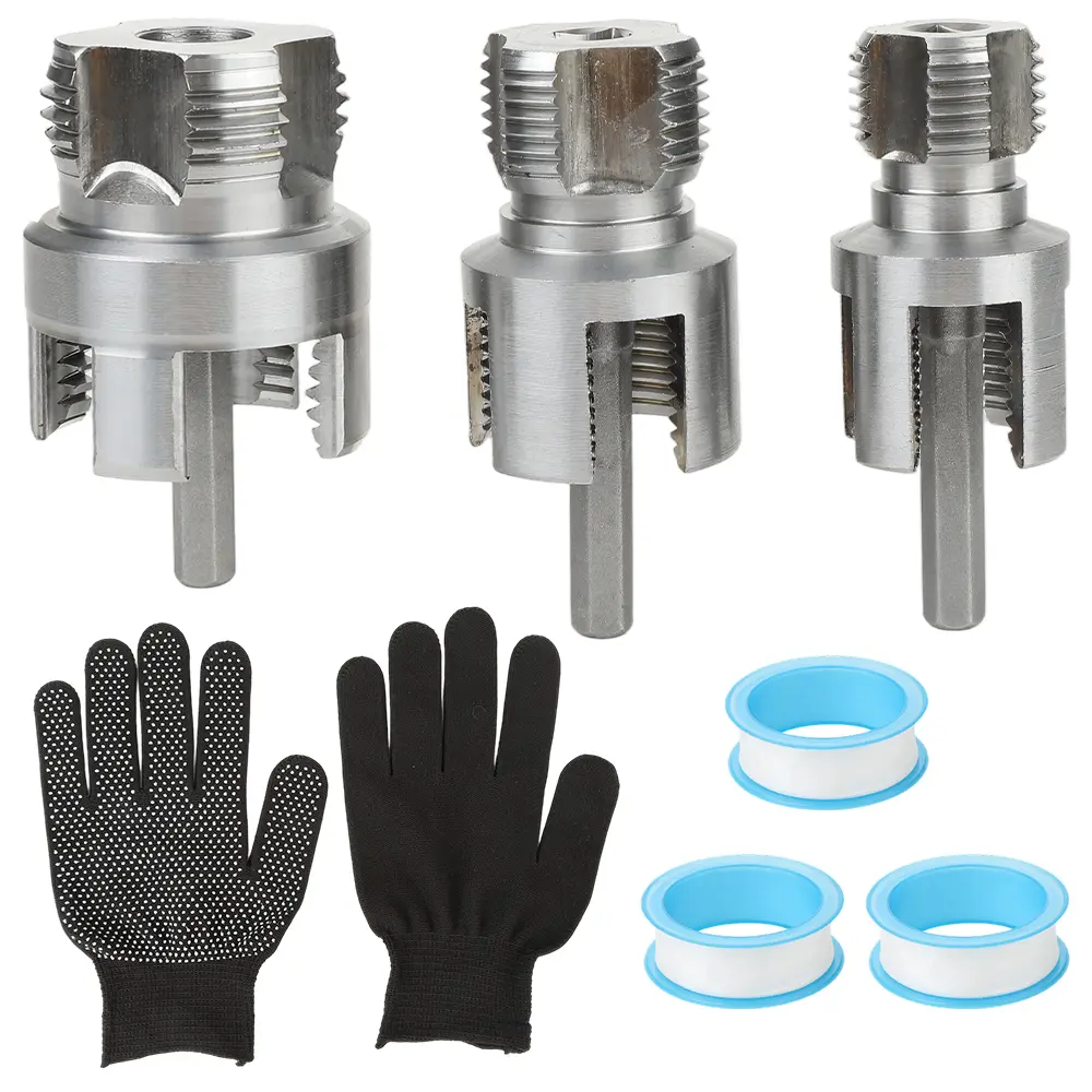 3Pcs Pipe Tapping and Threading Tool, Premium Carbon Steel Dual-Function Internal & External Pipe Threader for 1/2", 3/4", 1" Sizes PVC Pipes Suit for All Electric Drills (1/2"+3/4"+1") - Home Improvement.