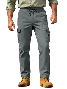 The men's durable work pants and multi-pocket outdoor hiking pants, Premium outdoor apparel, multi-pocket, practical, casual design, suitable for all seasons, cuffed work pants with a hard phone slot