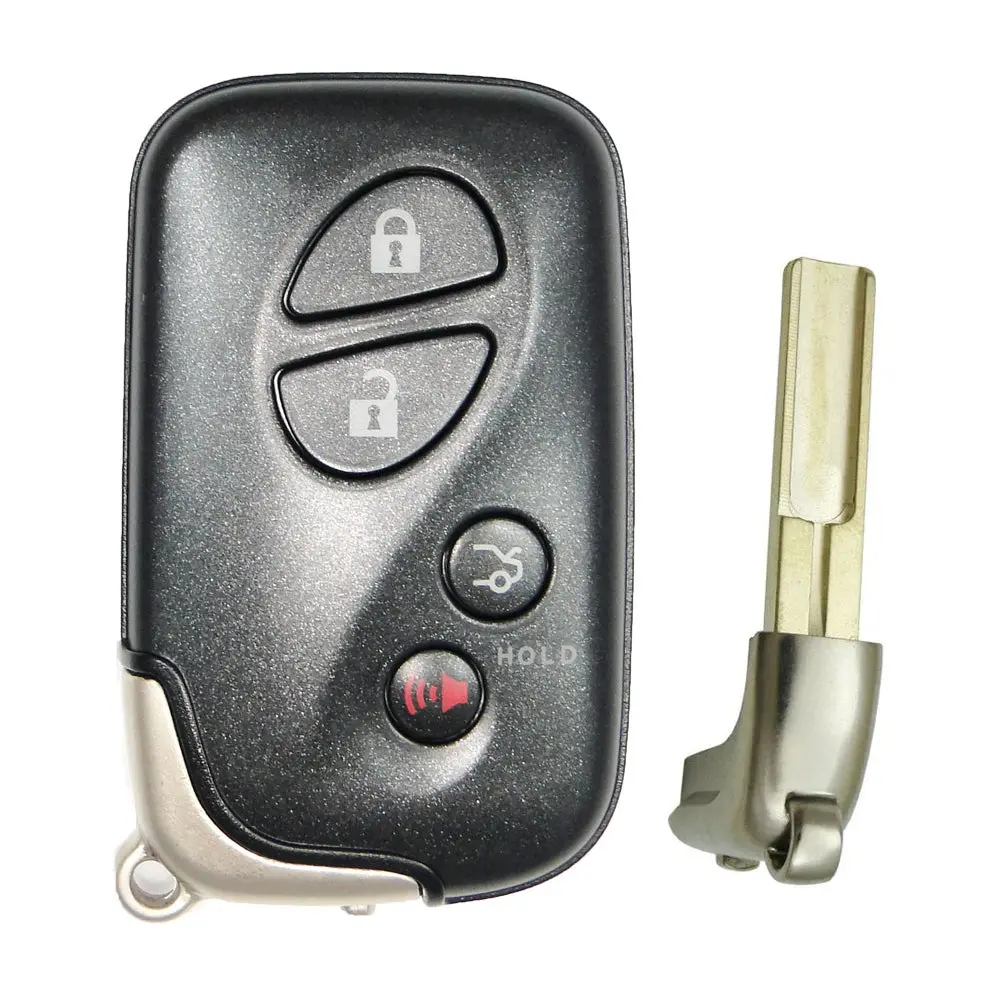 Aftermarket 4-Button Smart Key Fob for 2011 Lexus ES350 - Panic, Lock/Unlock, Trunk Button, with Lock Function, FCC# HYQ14AEM, 315 MHz, Battery CR1632, Part# 6601-89904-30C60, Car Key Programming Compatible