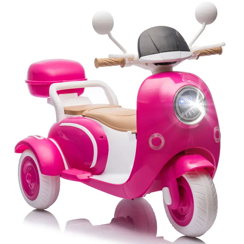 12V 2-Seater Kids Electric Motorcycle Trike - 2WD 3-Wheel Toy, Music, Bluetooth, USB, Flip-Up Adult Backseat, Portable Hooks, Oversized Trunk, LED Headlight for Kids 3-6