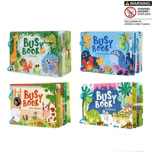 Interactive Quiet Sticker Book Toy, Early Education Busy Book Animal Fruit Cognitive Hand Training Puzzle Toy, Christmas Gift