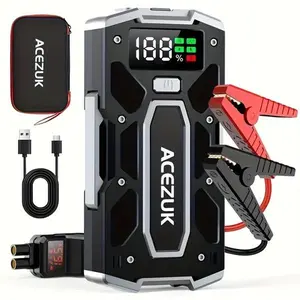 ACEZUK 6000A Portable Car Jumper Starter (10.0L Gas, 8L Diesel), 12V Battery Charger Jumper Box with LED Display Car Battery Batteryjumper Jump Starter Multi-functional auto