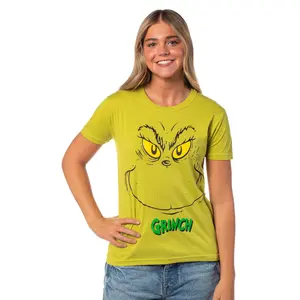 Dr. Seuss GRINCH Women's Grinch Face Adult Pajama Sleep T-Shirt