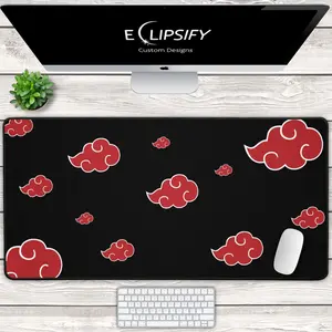 [ SALE UP 45% ] Anime Clouds Desk Mat Ninja Cloud Black Aesthetic Gaming Mousepad