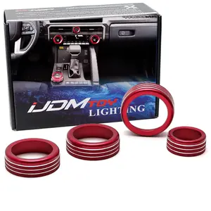 iJDMTOY 4pcs Sports Red Anodized Aluminum Stereo Vol, AC Climate Control, Center Console Driving Mode Selector Cover Rings, For Toyota 24-up Tacoma/25-up 4Runner w/ 14-Inch Large Screen