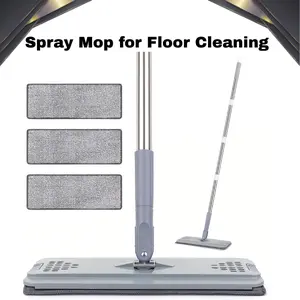 Flat Floor Cleaning Mop with Reusable Mop Pads – Extendable Nylon Dust Mop Set, Wet Dry Microfiber Mop for Hardwood, Tile, Laminate & Vinyl Floors