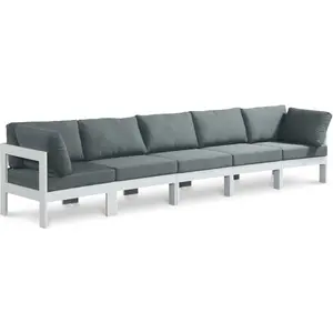 Nizuc - Outdoor Patio 5 Seat Modular Sofa With White Frame