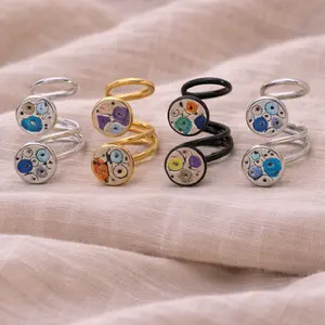 Kandinsky Inspired Polymer Clay Rings - Artisanal Design with Vibrant Colors and Unique Patterns