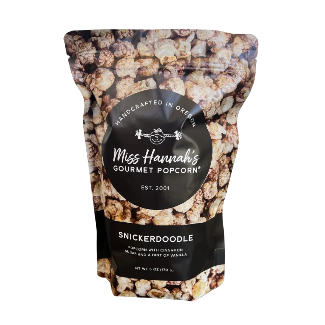 Miss Hannah's Gourmet Popcorn Snickerdoodle Popcorn Snack Sugar Vanilla Dairy Free Gluten Free Vegan Cinnamon Sugar Vanilla
