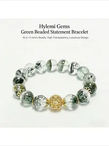 Hylemi Wealth Simulated Green Crystal Bracelet, Glass Crystal Jewelry for Good Luck & Prosperity