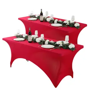 2 Pack Spandex Tablecloth - Fitted Stretch Table Cover for Party, Wedding, Cocktail, Banquet, Festival & Tradeshow | Wrinkle-Free, Elastic Fit