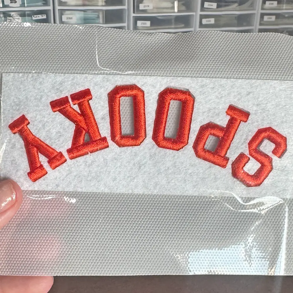 SPOOKY Upside Down Embroidered HAT/POCKET Patch