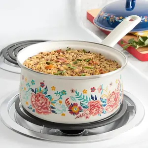 Floral Enamel-on-Steel 2 Quart Saucepan