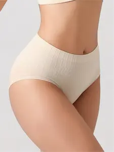 Women's Seamless Cotton Crotch Mid Rise Briefs Solid Sexy Panties for Young Girls