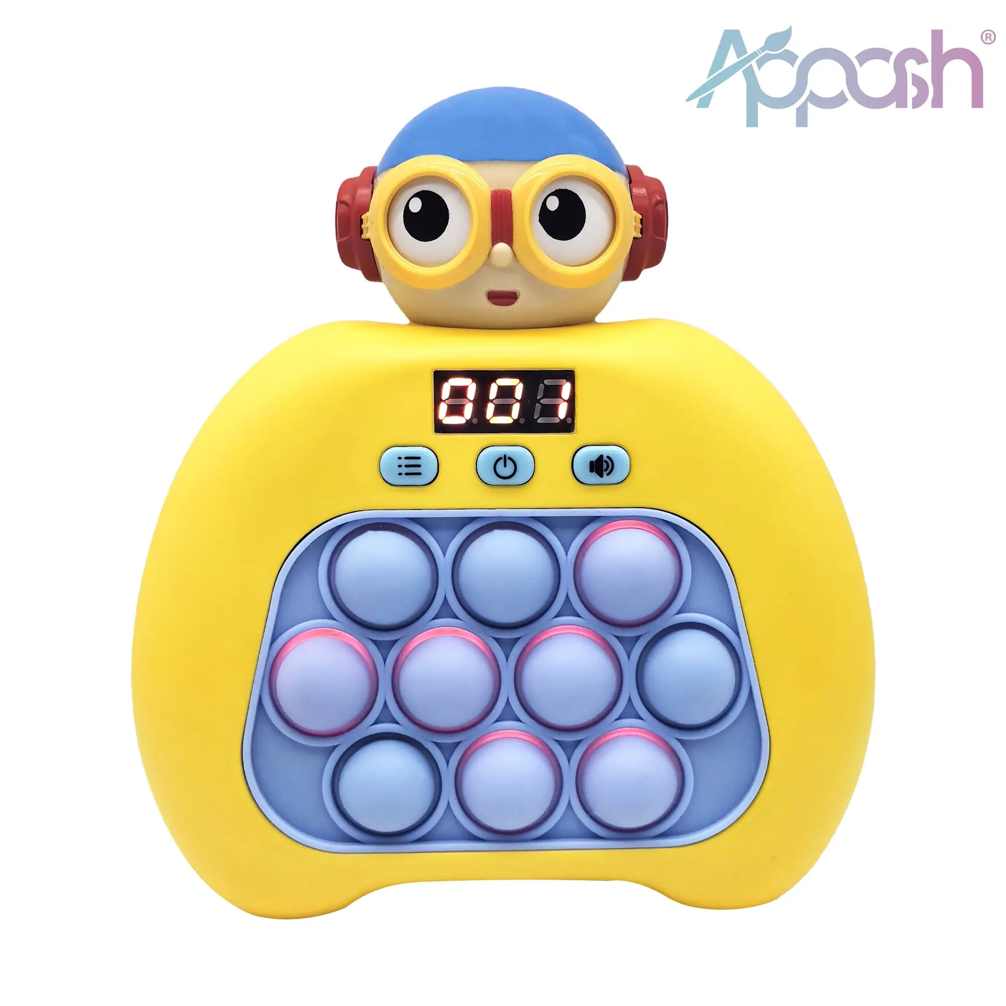 Fast Push Pop It Game Crisp Click Light UP Bubbles Upgraded 10 Modes Quick Push Stress Relieving Buttons Speed Push Sensory Gift Toy for Kids and Adults[Yellow]