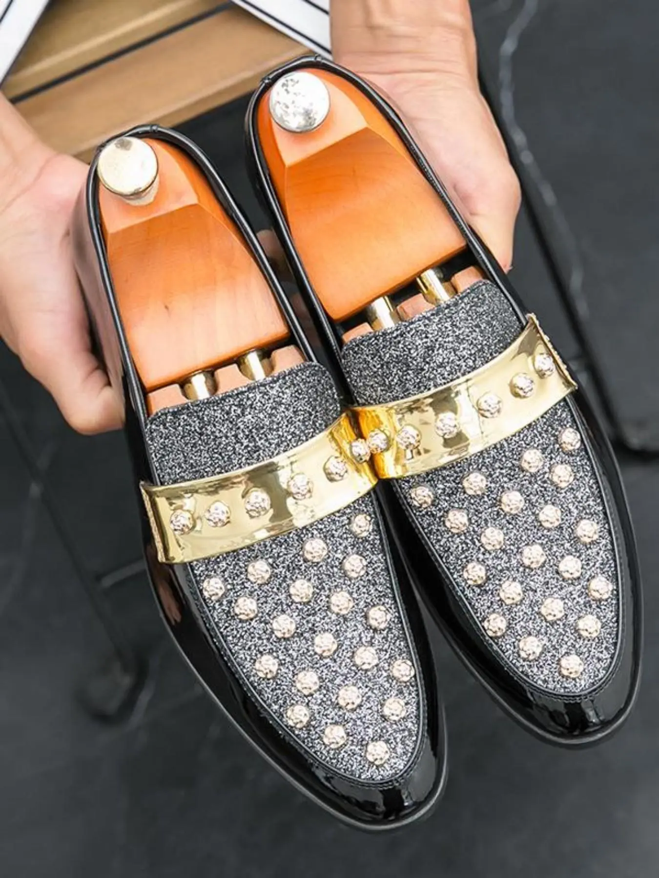 Men's Fashionable Colorblock Patchwork Design Lace Up Dress Shoes, Formal Shoes, Casual Comfortable Loafers for Daily Wear, Lightweight Breathable Shoes for Men