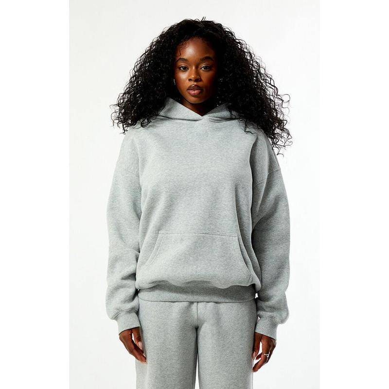 Pacsun Women's Heather Grey Ultra Soft Fleece Core Vintage Wash Pullover Hoodie