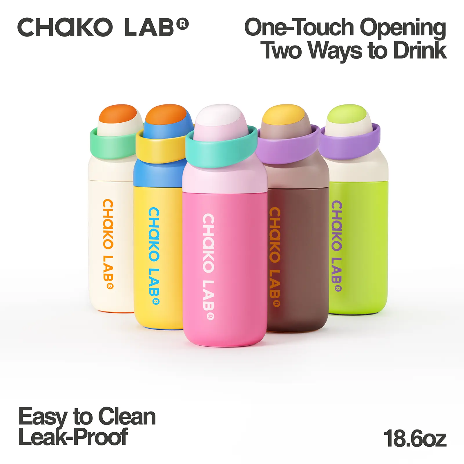 CHaKO LAB Kada Modern 19oz Stainless Steel Insulated Water Bottle Leak-Proof Dual-Straw Drinkware Flask 7-12 Hours Temperature Retention, Colorful Stress-Relief Kitchenware for Beverage Storage, Insulated Water Bottles, Drinkware Flasks, Back to School