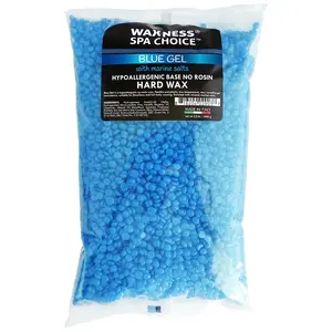 Waxness Spa Choice No Rosin Blue Gel Hard Wax Beads with Marine Salts 2.2 lb / 1 kg For Hair Removal, Hypoallergenic, Low temperature, Gentle, Gel consistency, No strips needed, Made in Italy