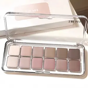 12-Color Eyeshadow Palette, Matte Shimmer Glitter Finishes, Earthy Tones, Sophisticated Look, Versatile Multifunctional, Ideal Gift, Eye Shadow Makeup