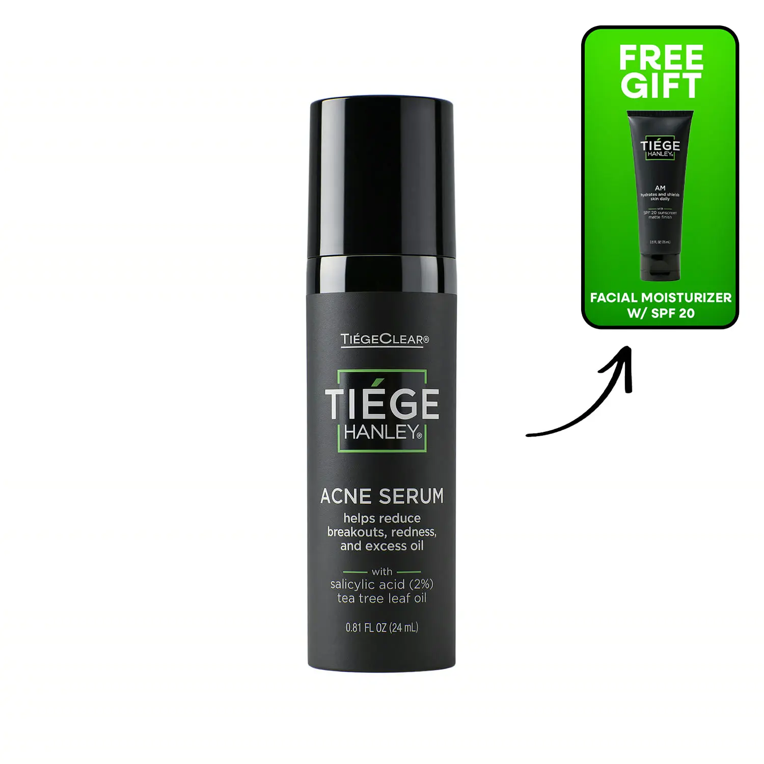 Tiege Hanley 2% Salicylic Acid Acne Serum - Tea Tree + Squalane + Niacinamide - Blackheads + Redness + Oily Skin