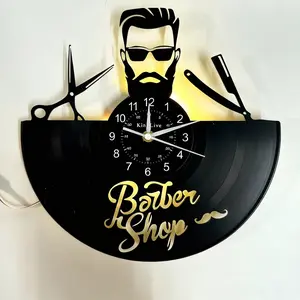 Vintage Barbershop Vinyl Wall Clock, Creative Decorative Clock, Barber Wall Decor, Hair Stylist Decor, Barber Shop Decor, Home Decor, Christmas Gift ideas, Ramadan Decor, Unique Ramadan Gift