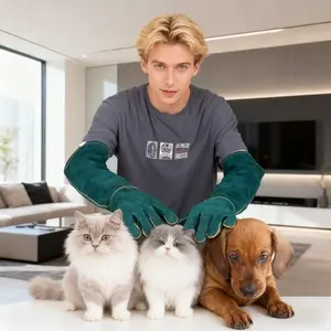 Wear Resistant Scratch Proof Leather Anti Bite Gloves Pet Training Handling Gloves Cat Dog Feeding Interaction Bird Grip Reptile Handling Gardening Welding Durable Hot