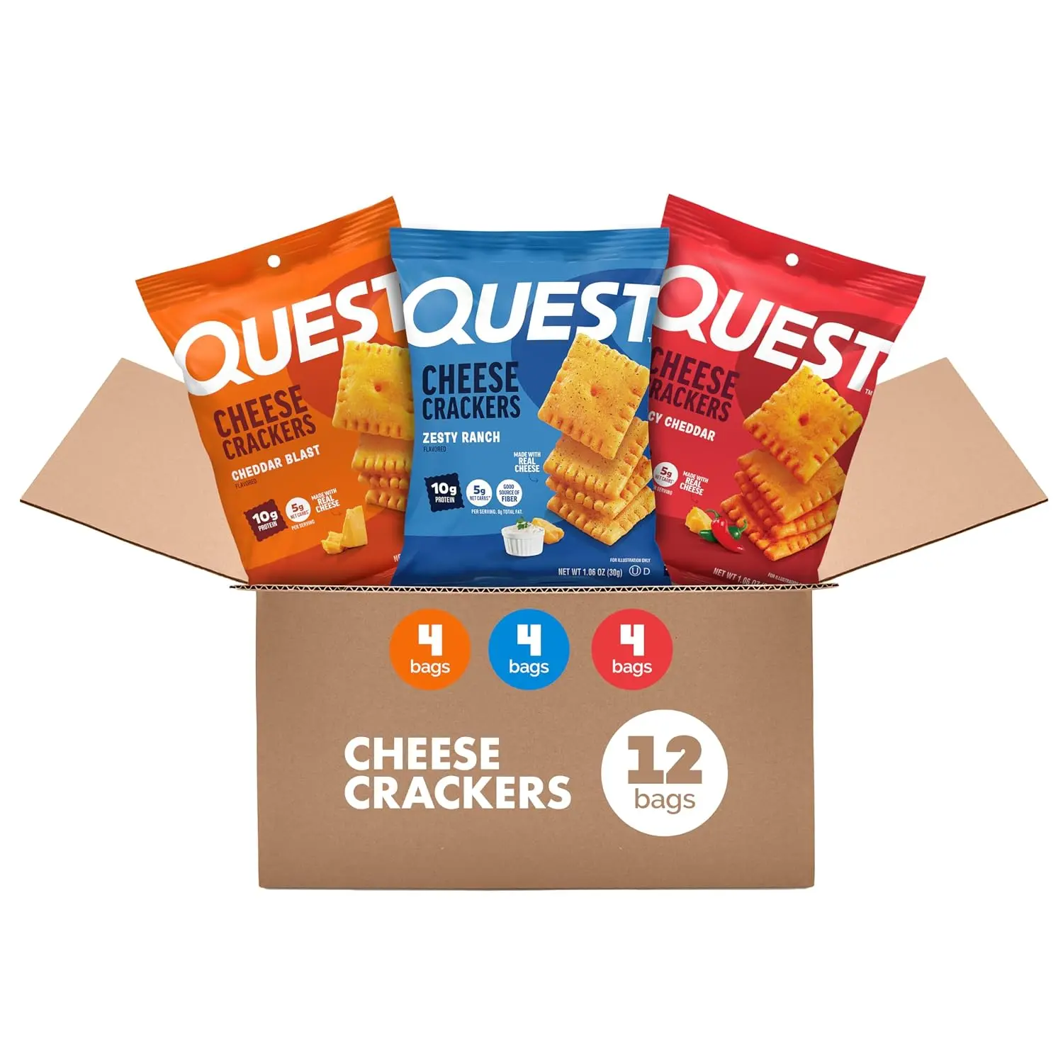 Quest Nutrition Cheese Cracker Variety Pack, 10g Protein, 12 Count