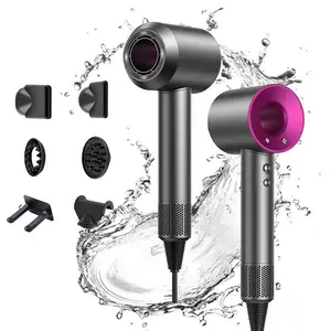 Multifunctional Powerful Hair Dryer Set 110000RPM 200M Negative Ionic Low Noise Professional Intelligent Temp High Speed Bladeless Care Blow Dryer with Magnetic Diffuser Nozzle