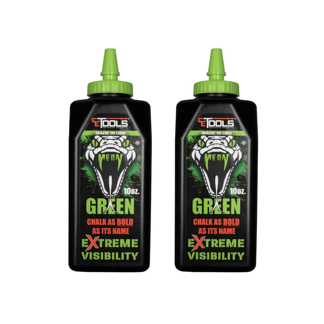 DOUBLE Mean Green Fluorescent Extreme Visibility Marking Chalk - 10oz X2
