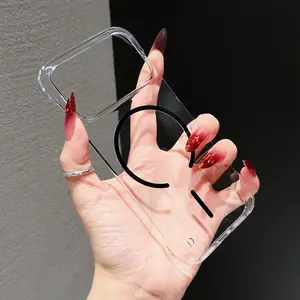 Ultra Thin Clear Hard PC Frameless Phone Case For iPhone 17 Air 15 16 Plus 12 13 11 14 Pro Max For Magsafe Wireless Charge Cover