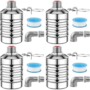 4Pcs Float Valve for Tank, 1/2'' to 3/4'' 304 Stainless Float Valve,Aquapulse System, Fully Shut Off Valve for, Livestock Troughs,Pool