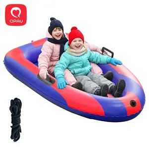 QPAU Inflatable Snow Sled Heavy Duty Snow Tube with Reinforced Handles for Kids and Adults 48.5 Inch Winter Toys Gifts Toboggan for Family Outdoor Sledding
