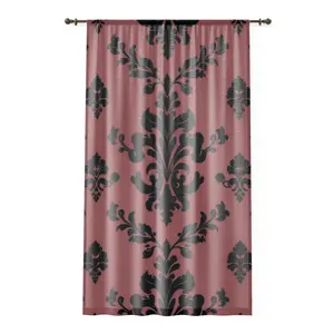 Mauve & Black Damask Window Curtain