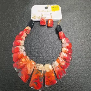 Orange Marble necklace set